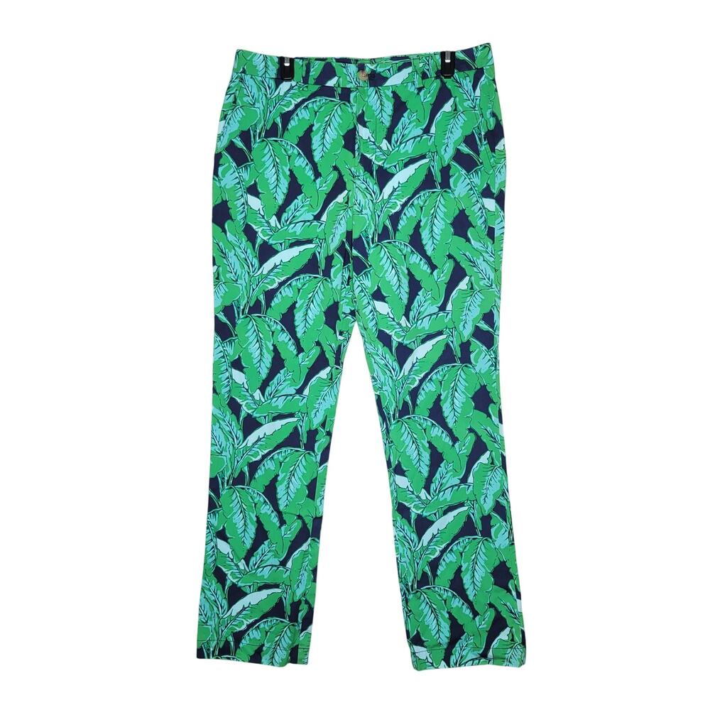 Vineyard Vines Men 33x32 (34x31.25) Slim Breaker Pant Navy Green Palm Leaf Print